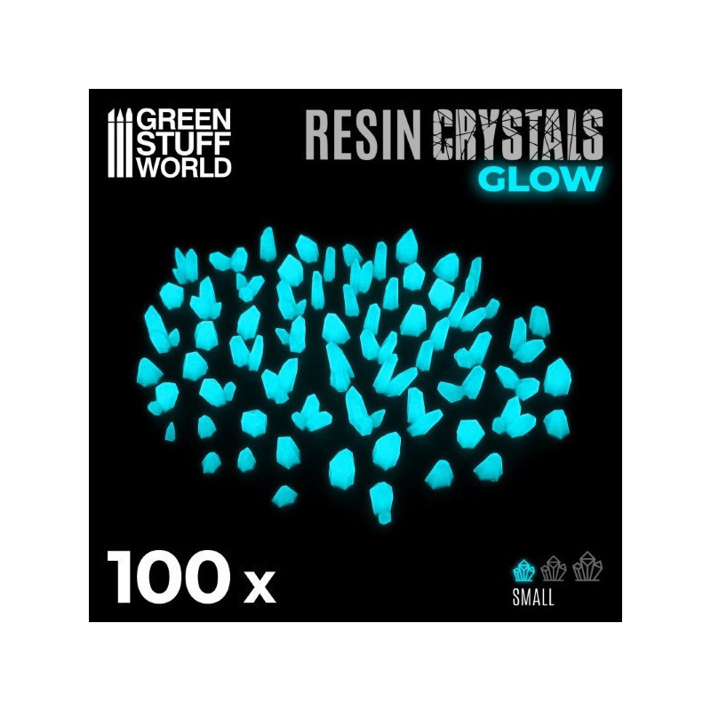 Aqua Turquoise Glow Resin Crystals - Small