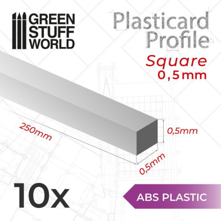 ABS Plasticard - Profile SQUARED ROD 0,5mm