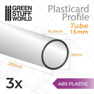 ABS Plasticard - Profile TUBE 15mm