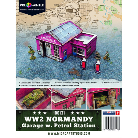 WW2 Normandy Garage w. Petrol Station PREPAINTED