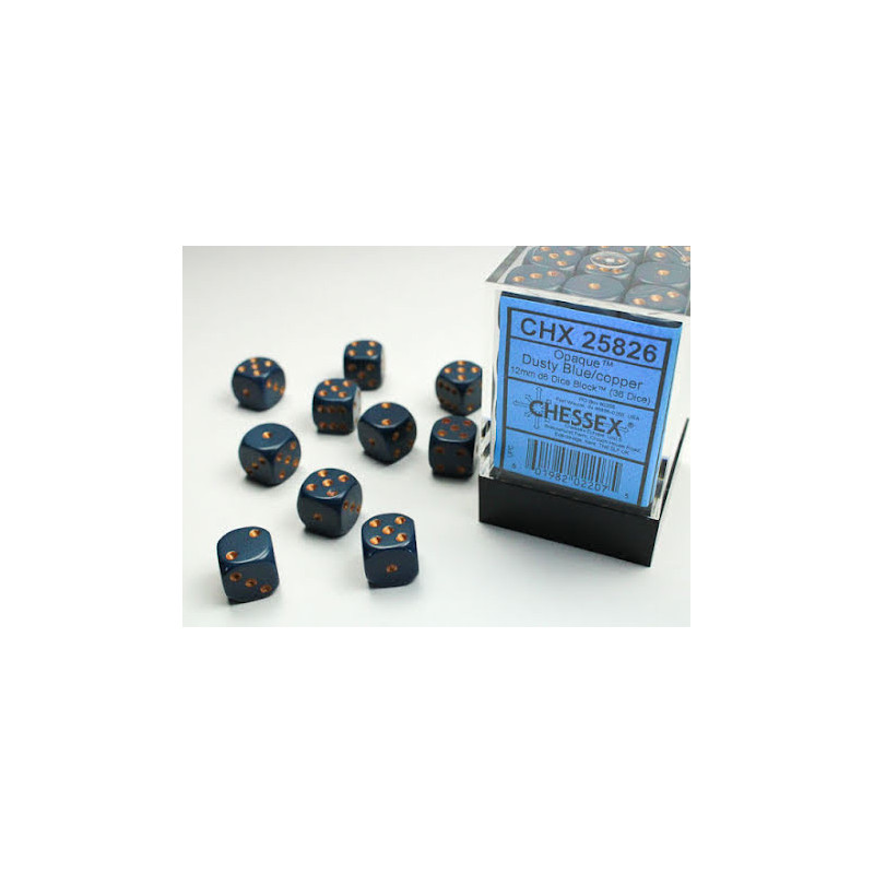 Opaque 12mm d6 Dusty blue w/copper Dice Block (36 dice)