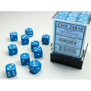 Opaque 12mm d6 Light Blue/white Dice Block™ (36 dice)