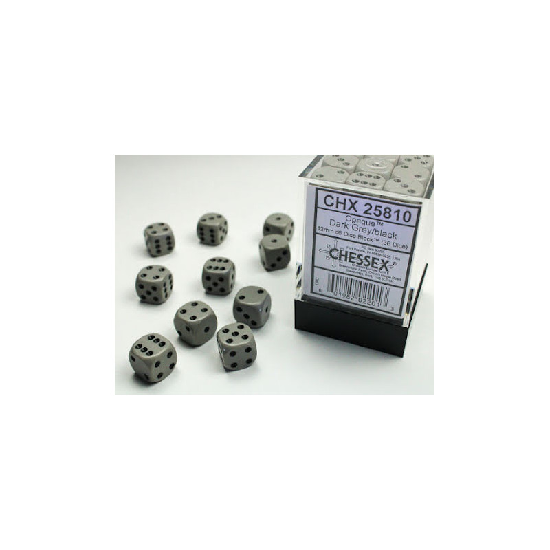 Opaque 12mm d6 Grey/black Dice Block™ (36 dice)
dice)