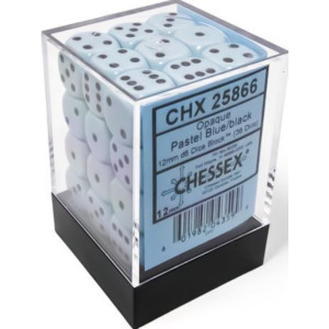 Opaque 12mm d6 Pastel Blue/black Dice Block (36 dice)