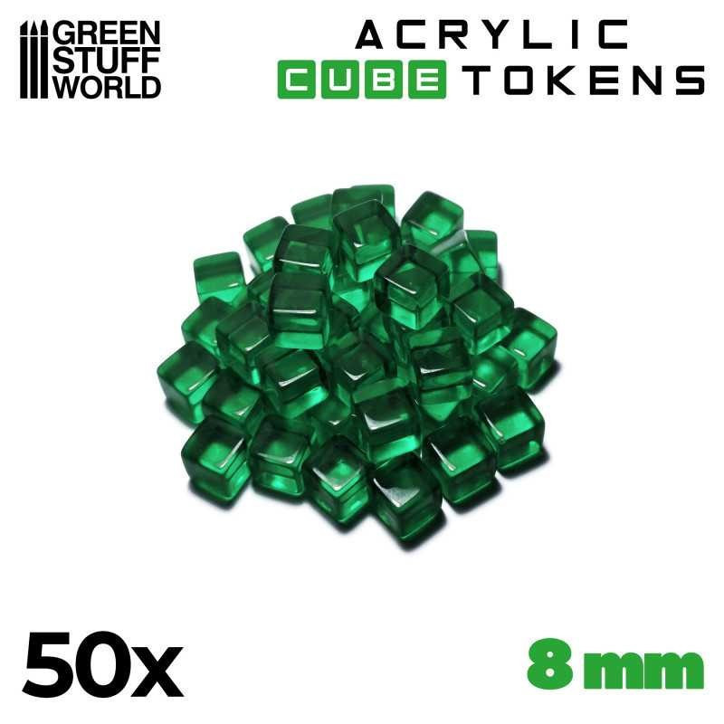 Gaming Tokens - Green Cubes 8mm