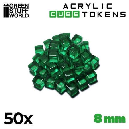 Gaming Tokens - Green Cubes 8mm