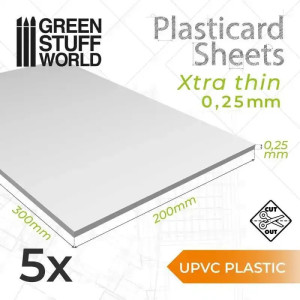 uPVC Plasticard A4 - 0,25mm COMBOx5 sheets