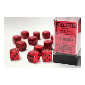 Opaque 16mm d6 Red/Black Dice Block (12 dice)