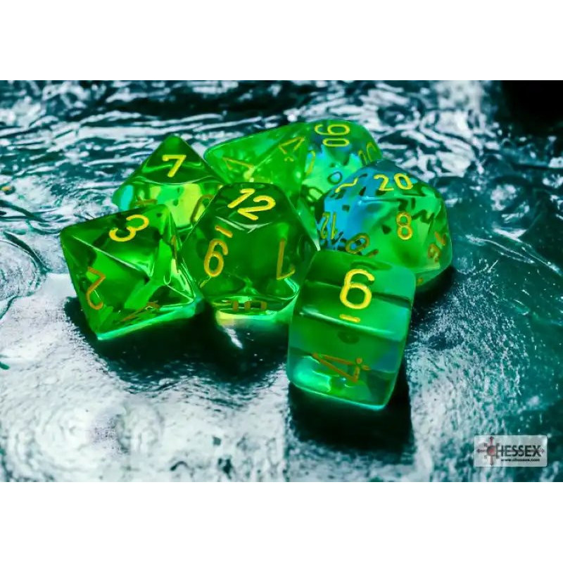 Gemini Polyhedral Translucent Green-teal/yellow 7-Die Set