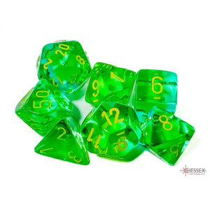 Gemini Polyhedral Translucent Green-teal/yellow 7-Die Set
