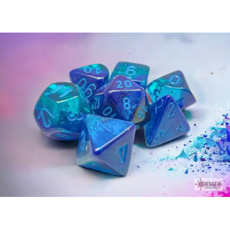 Gemini Blue-blue/light blue Luminary Polyhedral 7-Die Set