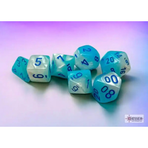 Gemini Pearl Turquoise-White/Blue Luminary Polyhedral 7-Die Set