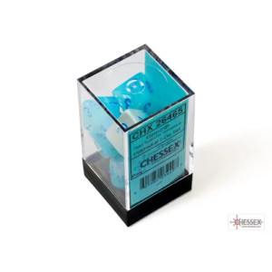 Gemini Pearl Turquoise-White/Blue Luminary Polyhedral 7-Die Set