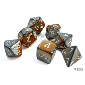 Gemini Copper-Steel/White Polyhedral 7-Die Set