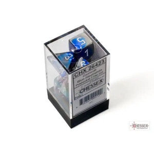 Gemini Blue-Steel/White Polyhedral 7-Die Set