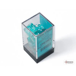 Translucent Teal/White Polyhedral 7-Die Set