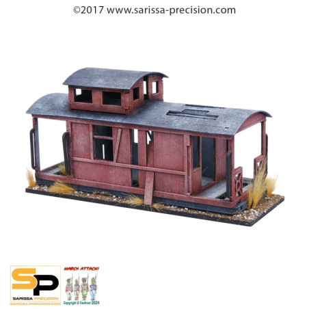 28mm Old West : Ghost Town Derelict Caboose Railway Car